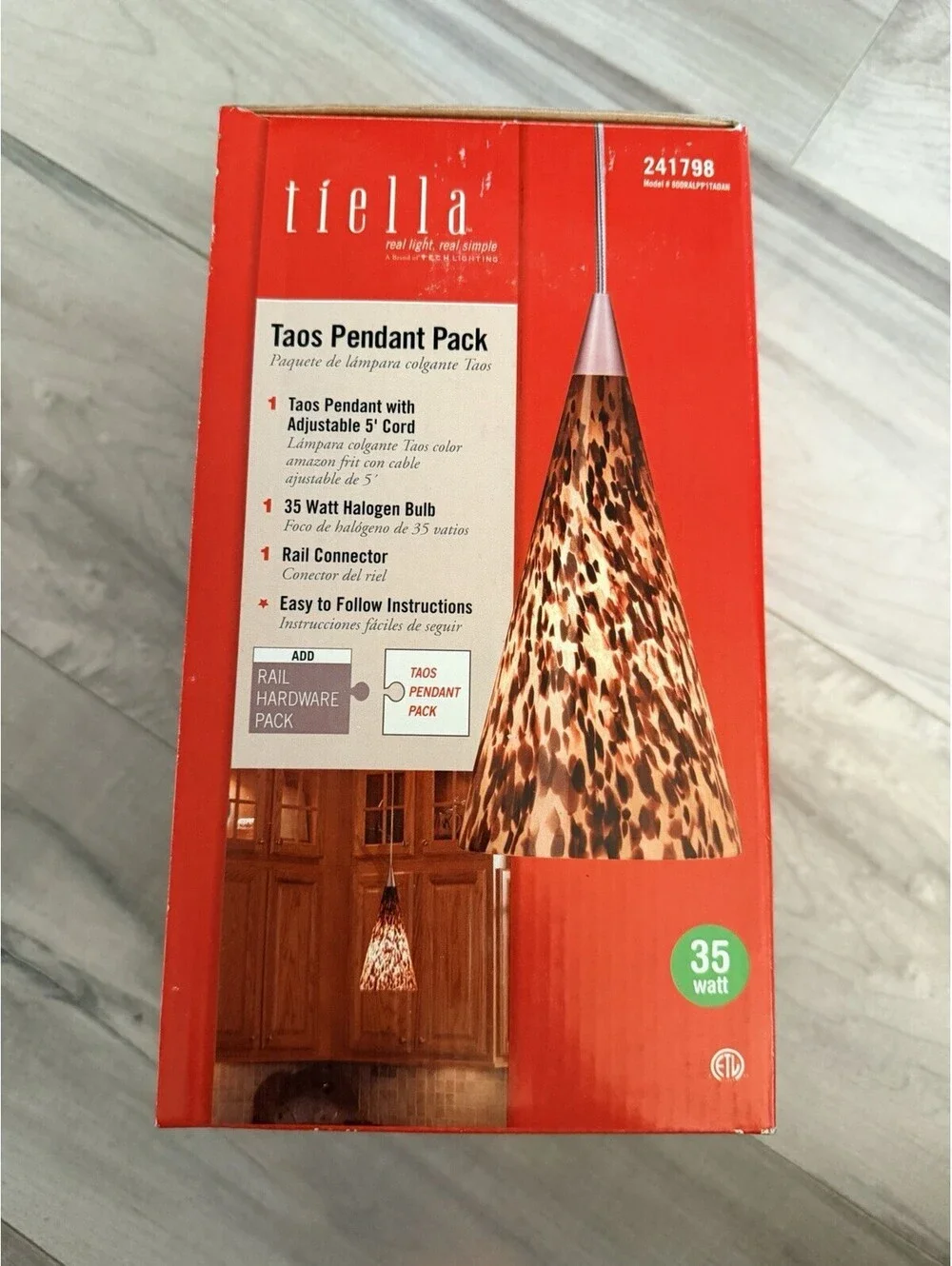Tiella Taos Pendant Light Part#241798 New In Box Cone Shaped Shade